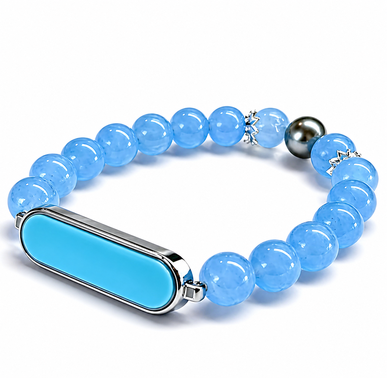 Rollme Solace Smart Health Bracelet in Blue Agate