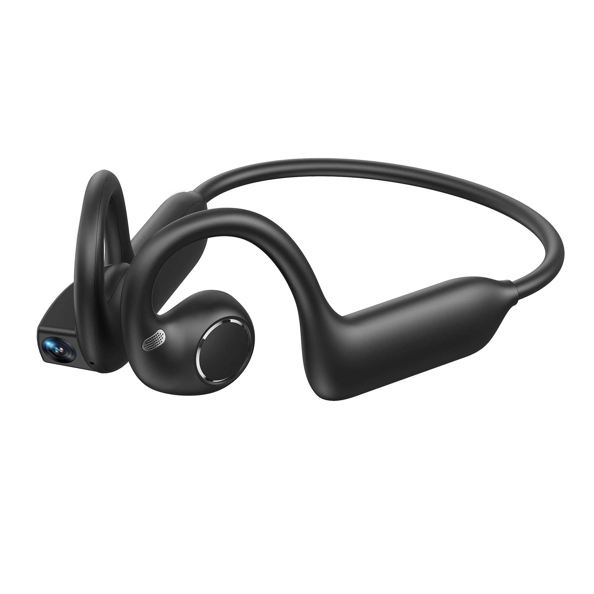 Rollme AirCam AI Open-Ear Wearable Classic Black Front View
