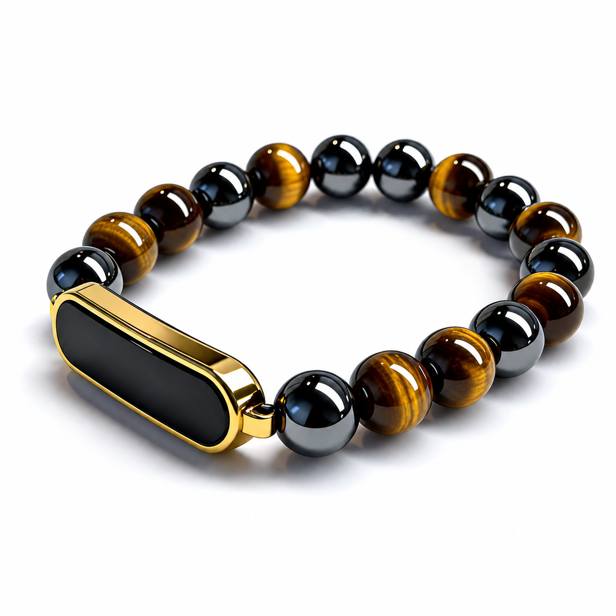 Rollme Solace Smart Health Bracelet in Yellow Tiger's Eye