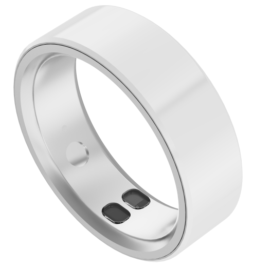 Rollme Vibe Smart Ring in Lunar White displaying ergonomic interior sensor