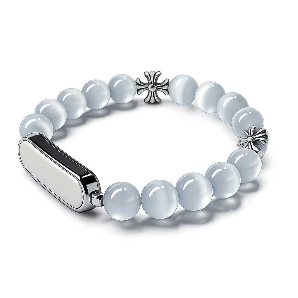 Rollme Solace Smart Health Bracelet in White Cat's Eye